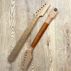 " STRATOCASTER Pro Tostato Fiamma Acero Chitarra Collo Incompiuto Pagaia Testa - Picture 1 of 7