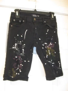 Trestles Supply Co Shorts Boys Size 18 Black Torn Distressed Painted - Picture 1 of 5