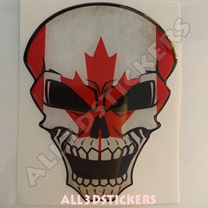 Sticker Flag Canada Skull Adhesive Decal Resin Domed Car Moto Tablet Laptop 3D - Picture 1 of 3