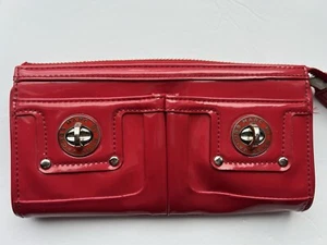 Marc By Marc Jacobs Turn Lock RED Leather & SILVER Continental Zip Wallet - Picture 1 of 8