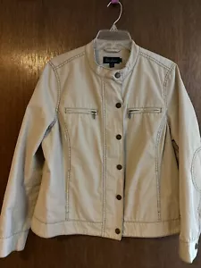 boden women cotton outer shell biker jacket sz 18 beige lined pockets - Picture 1 of 11