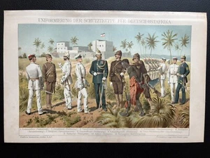 Grafik Militaria: Deutsches Reich Kolonialtruppen, DOA Chromolithographie 1900 - Bild 1 von 8
