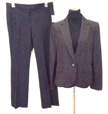 EVAN-PICONE/ANNE KLEIN Женский черный несоответствие полиэстер смесовый 2 шт. брючный костюм S12 - Изображение 1 из 4