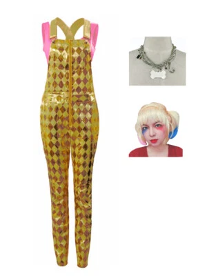 JOKER Damen Harley Quinn Kostüm Verkleidung Gold Halloweenkostüm Greifvögel