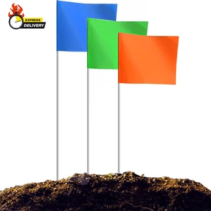 100Pack Marking Flags, Orange&Green&Blue, Marker Flags for Lawn, 15X4X5 Inch Lan - Picture 1 of 12