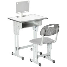 HOMCOM Kids Desk and Chair Set w/ Drawer, Book Stand, Pen Slot, Grey