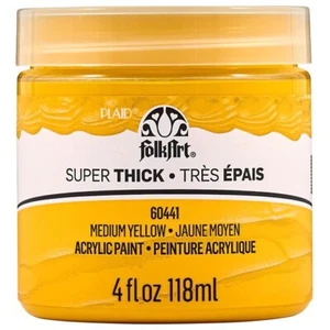 FolkArt Super Thick Acrylic Paint 4oz-Medium Yellow - 3 Pack - Picture 1 of 1