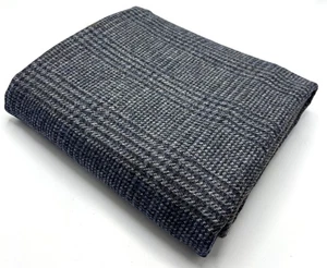 Blue Wool Fabric Check Remnant Wool Cushions Patchwork 3.0m x 1.0m 400g - Picture 1 of 7