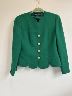Vintage Herbert Grossman Green Skirt Suit Gold Buttons Wool Sz 10 USA Union Tag - Image 1 of 4