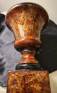 20th-century Faux Tortoiseshell Urn With Pedestal H. 15.5 Ins. - Picture 1 of 12