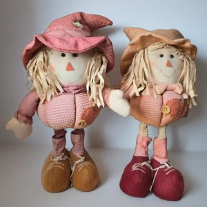 "2 Muñecas Espantapájaros Otoño De Colección 16"" Independientes Otoño Cosecha Decoración Halloween" - Imagen 1 de 24