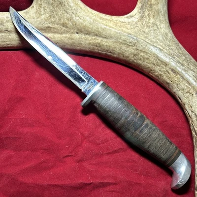 Vintage 1964-69 Case XX USA 3 Finn Hunting Fixed Blade Knife Stacked Leather - Image 1 of 4