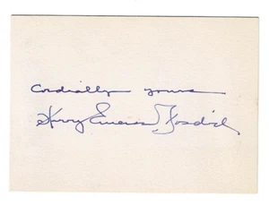 HARRY EMERSON FOSDICK AUTOGRAPH, Pastor First Presbyterian Church in NYC - Picture 1 of 1