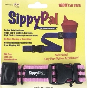 Spielzeughalter Tasse Flasche rosa zum Befestigen an Kinderwagen Autositz Einkaufswagen SippyPal - Bild 1 von 5