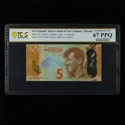 2015 New Zealand Reserve Bank 5Dollars Pick#191 PCGS 67 PPQ Superb Gem UNC - Image 1 of 4