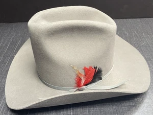 Eddy Hat Co. Durofelt Western Cowboy Hat Large Size 6 7/8 Gray Vintage - Picture 1 of 14