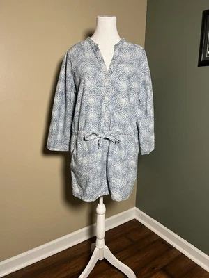 J Crew Mercantile Romper Womens Size 12 Blue&White Floral 100% Cotton Casual - Image 1 of 4