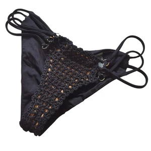Beach Bunny Damen Badehose XS Badeanzug Häkel schwarz mit nude Unterlage - Bild 1 von 5