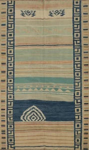 Alfombra reversible tejida a mano Kilim para sala de estar alfombra tradicional tribal 6x9 - Imagen 1 de 11