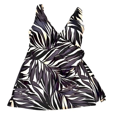 Vestido de Baño Anne Cole Palm Chic Sobrepelliz Falda Torcida Talla 18W Traje de Baño de Una Pieza Foto 1 de 4