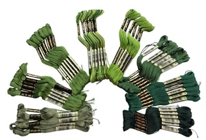 DMC 48 Skeins Mouline Special 25 Thread Assorted Greens Floss Cotton France - Picture 1 of 4