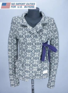 Odd Molly Womens Knitted Wrap Cardigan Size 2 / M Grey Fair Isle Wool Blend - Picture 1 of 15