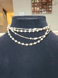 Coro Pearl Choker Multi Strand In Gold Tone Delicate Pearl - Picture 1 of 14