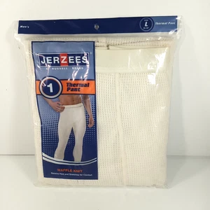 Jerzees Waffle Knit Comfort Thermal Pants White Men's Size L  36-38 - Picture 1 of 4
