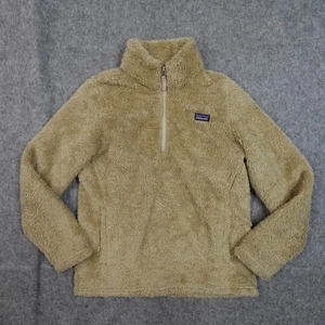 Patagonia Sweater Girls Extra Large Los Gatos 1/4 Zip Teddy Fuzzy Brown Tan - Picture 1 of 10
