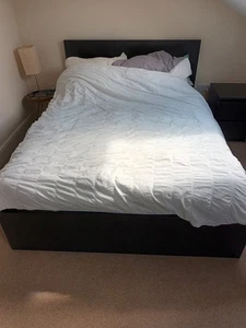 IKEA MALM Bed frame, high, black-brown/Lönset, Double (140x200cm) - Picture 1 of 5
