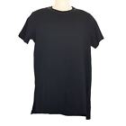 SEED Unisex Men's Short Sleeve T-Shirt Black Crew Neck Tee Slit Studded Ladies