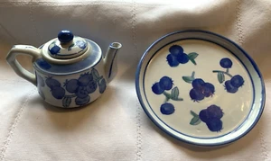 April Cornell Child's China Teapot with Lid and Plate RARE - Picture 1 of 10