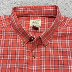 LL Bean Hemd Herren XL Tall Orange Knopfleiste Oxford Traditional Fit kariert 503308 - Bild 1 von 12