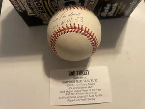 Bob Turley Autographed Baseball New York Yankees Tristar Productions CoA Hot!!! - Picture 1 of 3