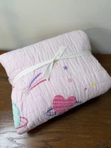 Pottery Barn KIds Twin Galaxy Hearts Quilt, Pink - Picture 1 of 8