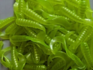 50PK - 4"CURL GRUB LURE-CURL TAIL GRUB - CHARTREUSE PEARL -SALT & SCENT-USA - Picture 1 of 9