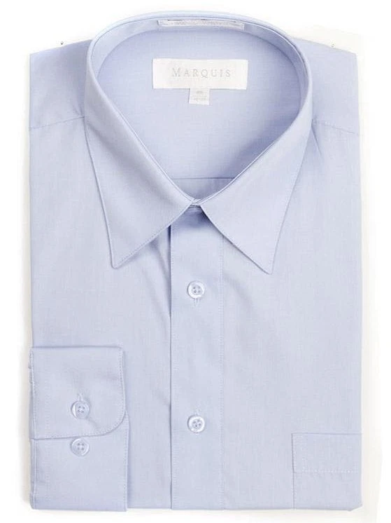 Camisa de vestir Marquis para hombre calce clásico azul claro liso mezcla de algodón Foto 1 de 1