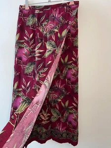 Bohemian Skirt Size 12 Long Vintage Boho Gypsy Retro Wrap Purple Leaf Summer - Picture 1 of 11