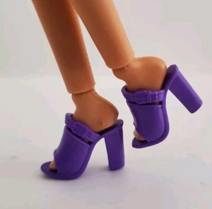 New Mattel Barbie Doll Fashionistas Open Toe Purple High Heels Shoes Slides - Picture 1 of 2