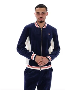 Fila Vintage Miguel Velour Archive Track Jacket Navy / Gardenia Red - Picture 1 of 3