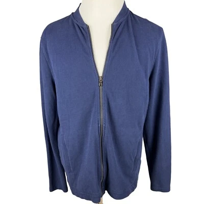 Cárdigan John Varvatos 100 % algodón con cremallera azul marino talla L Foto 1 de 4