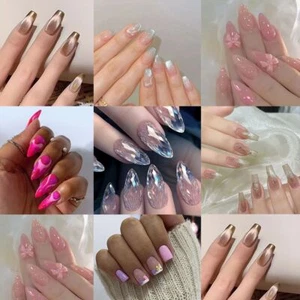 Long Almond Ballerina and Square False Nails French Nail Tips Fake Nials DIY - Picture 1 of 19
