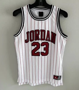 Air Jordan Boys Large Jordan 23 White Mesh Pinstripe Sleeveless Jersey NEW - Picture 1 of 9