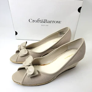 Croft & Barrow Dowie Women’s Wedge Shoes Size 9 Natural Slip-On Comfort | NIB - Picture 1 of 13