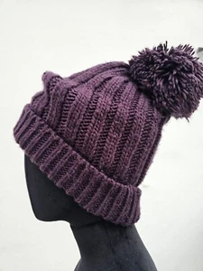 Lila Bommelmütze M&S Damen Einheitsgröße Zopfmuster - Bild 1 von 6
