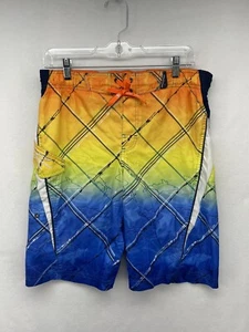 ZERO XPOSUR YOUTH SWIM TRUNKS YELLOW ORANGE BLUE LARGE L (14/16) SWIMMING LINED - Picture 1 of 9