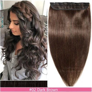 Glatt One-Piece Clip In 100% Echthaar Remy Extension Ein Tressen Haarteil 8"-24" - Bild 1 von 34