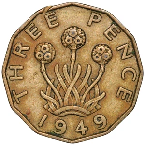 1949 Great Britain George VI Threepence Coin - Picture 1 of 2