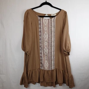 Vestido Hayden Los Angeles para mujer mediano marrón de gran tamaño dobladillo caído ojo de cerradura trasero - Imagen 1 de 10