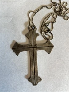 Black Sabbath Style 925 Sterling Silver Crucifix Pendant And Chain- Total 12g - Picture 1 of 9